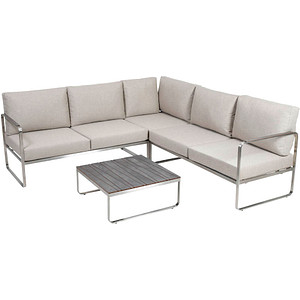 greemotion Loungegruppe Sydney beige, silber Metall, 15-teilig