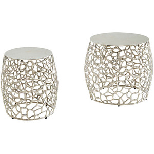 WOHNLING Beistelltische-Set rund Aluminium silber, 1 Set