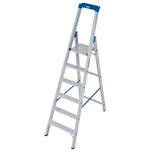 KRAUSE Stehleiter einseitig STABILO silber 6 Stufen, H: 225,0 cm