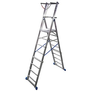 KRAUSE Podestleiter STABILO silber 8 Sprossen, H: 286,0 cm