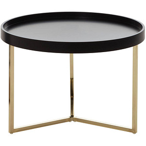 WOHNLING Beistelltisch rund Massivholz schwarz 58,5 x 58,5 x 42,0 cm, 1 St.