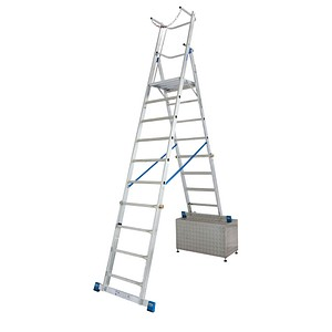KRAUSE Podestleiter STABILO silber 10 Sprossen, H: 369,0 cm