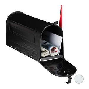 relaxdays Zeitungsrolle US Mail 10028065_46 schwarz mit Zeitungsfach