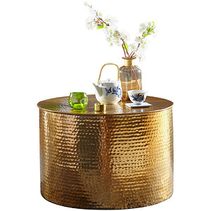 WOHNLING Couchtisch rund Aluminium gold 61,0 x 61,0 x 40,5 cm, 1 St.