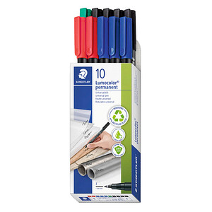 STAEDTLER Lumocolor Folienstifte farbsortiert permanent, 10 St.