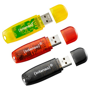 Intenso USB-Sticks Rainbow Line rot, gelb, schwarz 32 GB, 3 St.