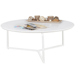 WOHNLING Couchtisch rund MDF-Platte weiß 80,0 x 80,0 x 33,0 cm, 1 St.