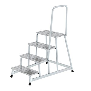 MUNK Montagetritt mit Handlauf 50044 silber 4 Stufen, H: 80,0 cm
