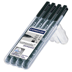 STAEDTLER Lumocolor Folienstifte schwarz 0,6 mm permanent, 4 St.