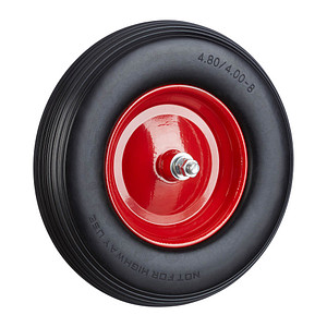 relaxdays Schubkarrenrad Vollgummi schwarz Stahl Felgen, Achse 2,0 cm