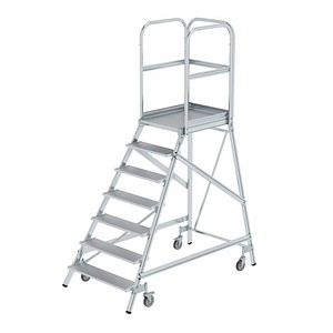 MUNK Podestleiter 50107 fahrbar silber 7 Stufen, H: 268,0 cm