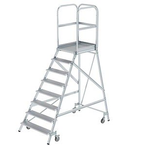 MUNK Podestleiter 50108 fahrbar silber 8 Stufen, H: 292,0 cm