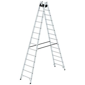 MUNK Stehleiter beidseitig 33028 silber 2x 14 Sprossen, H: 407,0 cm
