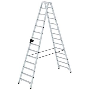 MUNK Stehleiter beidseitig 40228 silber 2x 14 Stufen, H: 325,0 cm