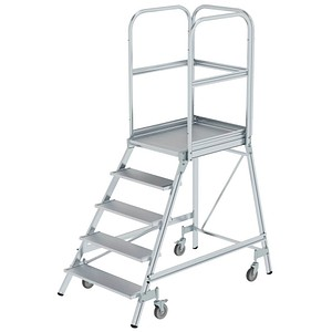 MUNK Podestleiter 50105 fahrbar silber 5 Stufen, H: 220,0 cm