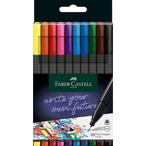 FABER-CASTELL Grip Fineliner farbsortiert 0,4 mm, 10 St.