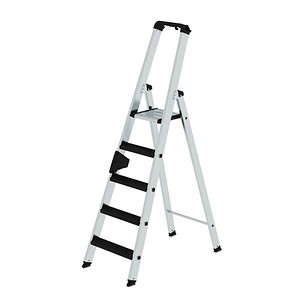 MUNK Stehleiter einseitig 42105 silber 5 Stufen, H: 181,0 cm