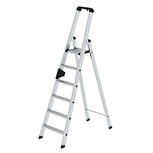 MUNK Stehleiter einseitig 40106 silber 6 Stufen, H: 181,0 cm