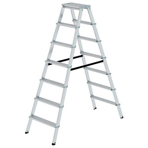 MUNK Stehleiter beidseitig 11237 silber 2x 7 Stufen, H: 163,0 cm