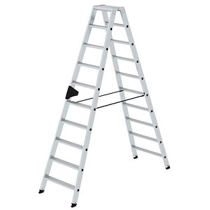 MUNK Stehleiter beidseitig 40220 silber 2x 10 Stufen, H: 232,0 cm
