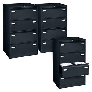 AKTION: BISLEY LIGHT Hängeregistraturschränke schwarz 4 Schubladen 80,0 x 62,2 x 132,1 cm, 3 St.