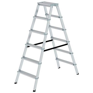 MUNK Stehleiter beidseitig 11236 silber 2x 6 Stufen, H: 139,0 cm