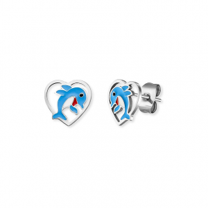 Engelsrufer Kinderohrring HEES-DOLPH-HEART-ST Edelstahl, Emaille