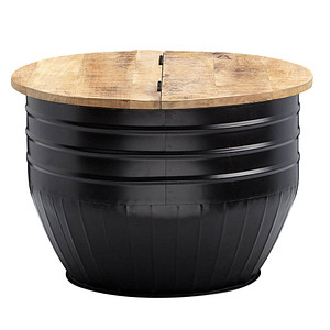 WOHNLING Couchtisch rund Massivholz schwarz 60,0 x 60,0 x 41,0 cm, 1 St.