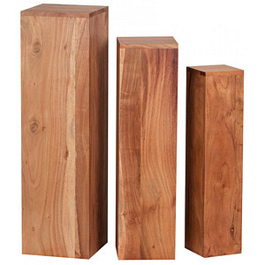 WOHNLING Beistelltische-Set quadratisch Massivholz akazie, 3 St.