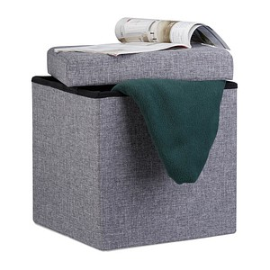 relaxdays Wohnzimmer-Hocker mit Stauraum 10019047_709 grau, 1 St.