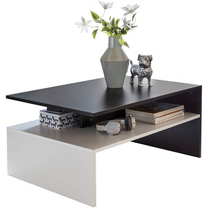 WOHNLING Couchtisch rechteckig Spanplatte schwarz, weiß 90,0 x 60,0 x 43,0 cm, 1 St.