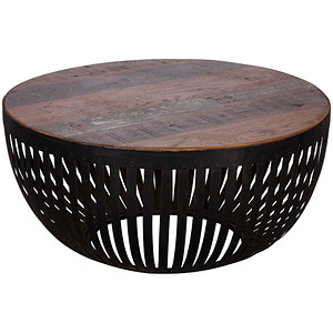 WOHNLING Couchtisch rund Massivholz mango 70,0 x 70,0 x 33,0 cm, 1 St.