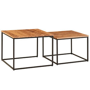 WOHNLING Couchtische-Set quadratisch Massivholz akazie, 1 Set