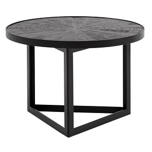 WOHNLING Couchtisch rund Massivholz schwarz 58,0 x 58,0 x 40,0 cm, 1 St.