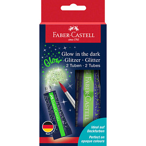 FABER-CASTELL Glow in the dark Gel Glitzer farbsortiert 2 x 12,0 g, 2 St.