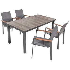 Garden Pleasure Sitzgruppe RANA grau, anthrazit Kunststoff, Holz, 5-teilig
