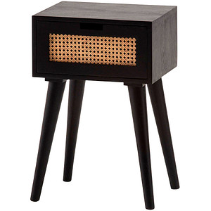 WOHNLING Nachttisch rechteckig Massivholz schwarz 40,0 x 30,0 x 60,0 cm, 1 St.