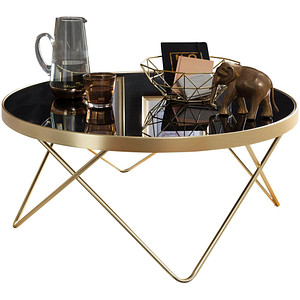 WOHNLING Couchtisch rund Glas schwarz 82,0 x 82,0 x 39,0 cm, 1 St.