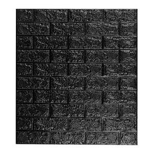 relaxdays Wandpaneele selbstklebend, schwarz 70,0 x 78,0 cm, 5 St.