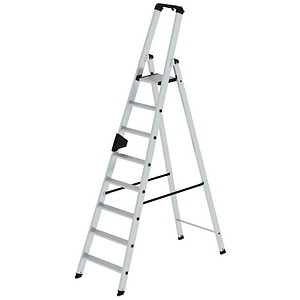 MUNK Stehleiter einseitig 40108 silber 8 Stufen, H: 251,0 cm
