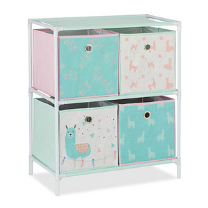 relaxdays Kinderregal Lama mehrfarbig 53,0 x 30,0 x 62,0 cm, 1 St.