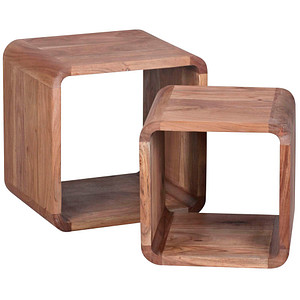 WOHNLING Beistelltische-Set quadratisch Massivholz akazie, 2 St.