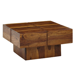 WOHNLING Couchtisch quadratisch Massivholz sheesham 57,5 x 57,5 x 30,0 cm, 1 St.
