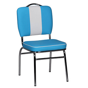 WOHNLING Esszimmerstuhl WL1.717 blau, weiß Kunstleder, 1 St.