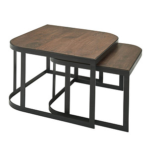 WOHNLING Couchtische-Set quadratisch Massivholz braun, 1 Set