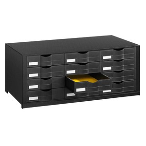 PAPERFLOW Schubladenbox schwarz EO9H4441.01, DIN A4 mit 12 Schubladen, 1 St.