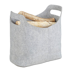 relaxdays Kaminholztasche 20,0 l hellgrau 40,0 x 23,0 x 39,5 cm, 1 St.