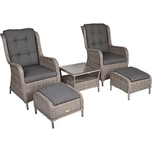 Garden Pleasure Loungegruppe VALENCIA grau, antikgrau Kunststoff, Metall, 11-teilig
