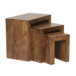 WOHNLING Beistelltische-Set rechteckig Massivholz sheesham, 1 St.