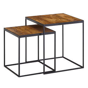 WOHNLING Beistelltische-Set quadratisch Massivholz mango, 1 Set